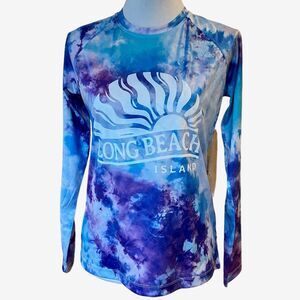 LBI NJ womens' long sleeve UPF Sm tee tie dye purple blue